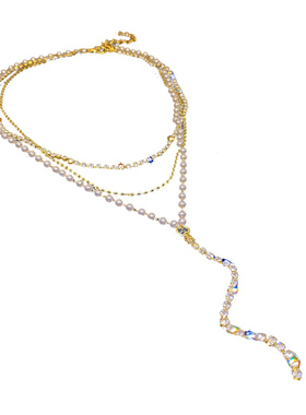 珍珠流苏多层叠戴项链小众设计感