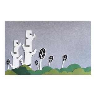 幼儿园环创墙面装饰家园联系绿色系不织布小树大树组合墙贴布置