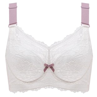 月色全罩杯大胸显小超薄文胸聚拢调整型胸罩薄款大码内衣女软钢圈