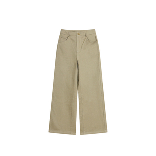 pusumede 百搭好穿 复古松弛感宽松阔腿裤女通勤全棉直筒长裤子