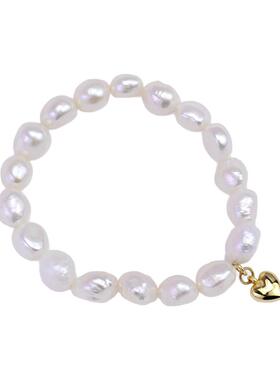 天然巴洛克淡水珍珠甜美爱心手链