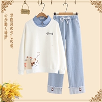 Белый демисезонный комплект, светлые осенние штаны