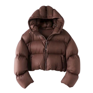 alex stevens肯豆风90白鸭绒短款连帽羽绒服女冬季加厚面包服外套