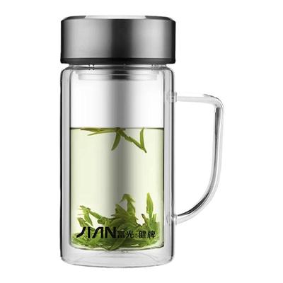 富光玻璃杯家用带盖把手柄泡茶杯