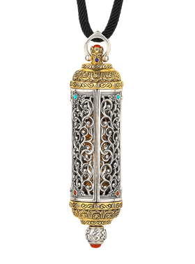 纯银地藏王阿弥陀佛镀金嘎乌盒