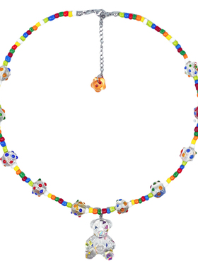 原创手作可爱小熊串珠项链