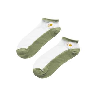 袜子女短袜浅口小雏菊GD纯棉底玻璃丝水晶袜夏季薄款透气隐形船袜