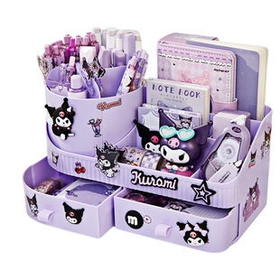 抽屉式旋转笔筒文具收纳盒儿童女孩小学生书桌学习桌面大容量超大放笔桶创意可爱高颜值女生多功能笔盒整理盒
