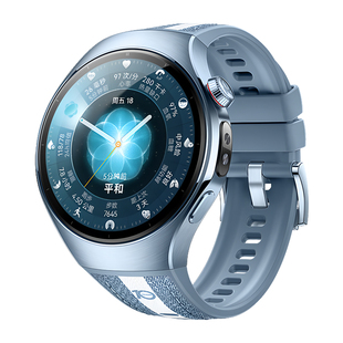 适用华为Watch5十周年手表带原装同款46mm复合素皮氟橡胶蓝色watch5智能专用按键新款透气男按压式运动女系列