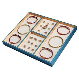 古法金吊坠展示盘黄金玛瑙珐琅彩珠宝展示托盘柜台陈列摆盘格子盘