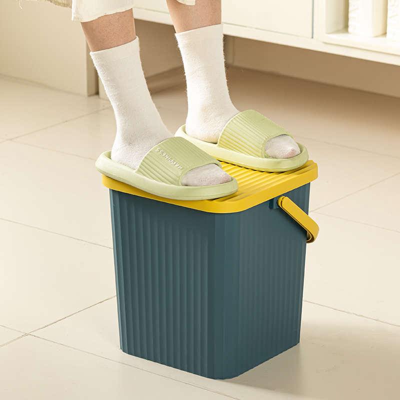 正方形桶塑料桶收纳桶水桶凳可坐洗浴篮手提洗澡洗漱储物桶带盖