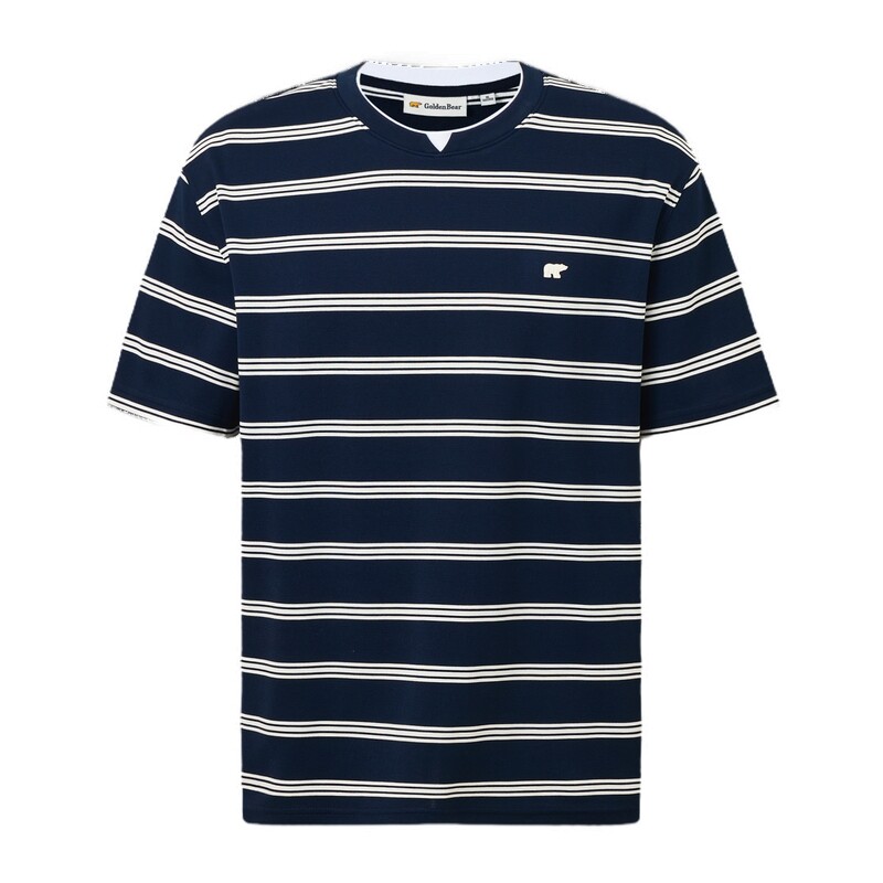 【夏季新品】GOLDEN BEAR/金熊男士2026莱赛尔条纹短袖圆领T恤