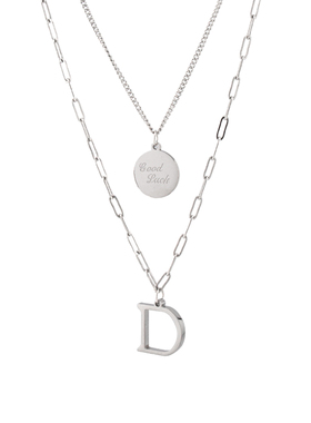 D字母项链女冷淡风圆牌新款饰品