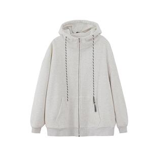 第四区 加绒连帽加厚卫衣外套男女同款秋冬宽松开衫拉链情侣帽衫