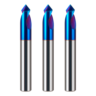 65度钨钢合金加硬2刃60度90度120度纳米蓝定点钻定心钻钢用倒角刀