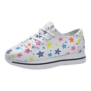 Tt&Mm/汤姆斯小众厚底帆布鞋女休闲春季松糕女鞋星星涂鸦低帮布鞋