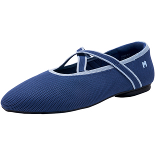 快乐玛丽休闲单鞋女2026春季新款芭蕾风软底一脚蹬懒人飞织王妃鞋