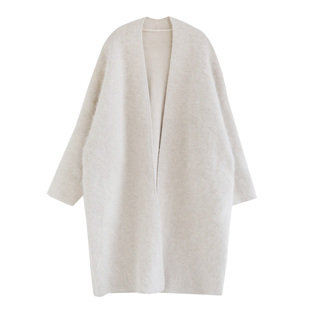 徐大脸吖定制 秋冬慵懒氛围拉绒兔毛温暖长款毛衣针织开衫外套女