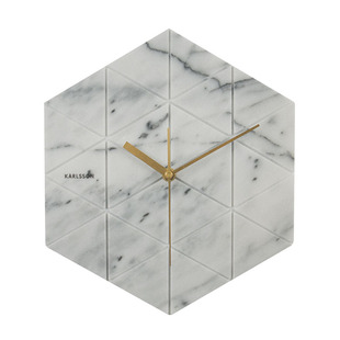 现货荷兰KARLSSON六角大理石挂钟原装进口现代简约风创意客厅时钟
