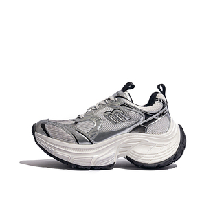 「鞋登」银色老爹鞋女2025春季新款鞋巴黎10xl厚底增高白色运动鞋