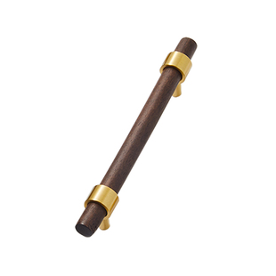 新中式实木拉手黑胡桃木质衣柜门抽屉鞋柜中古风黄铜橱柜子门把手