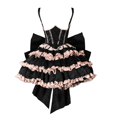 公主风黑粉重工多层蛋糕背带裙