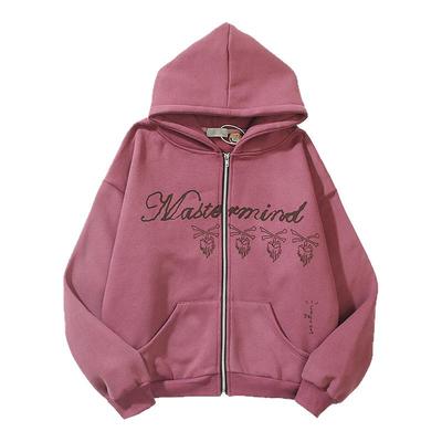 拉链潮牌美式情侣开衫加绒卫衣男