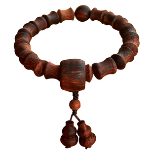 竹节跑环手串天然降真香木文玩念珠男女佩戴缅甸高密满油老料保真