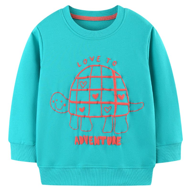 秋季新款绣花图案女童卫衣针织棉中小童圆领打底衫girlsweatshirt