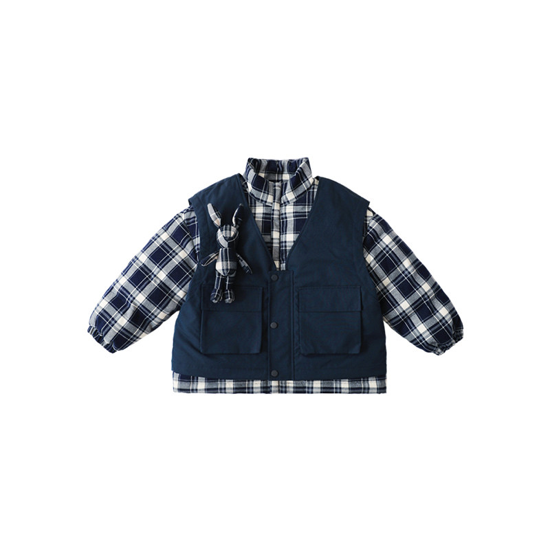 oddtails男童冬季百搭格子棉服