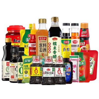 海天小瓶宿舍调料组合酱油醋厨房全套味精鸡精料酒大全炒菜调味品