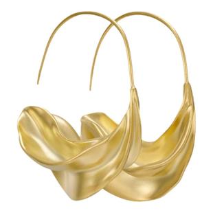 霓裳耳环女铜喷砂14K金色半弧立体大耳圈小众设计高级感欧美耳勾
