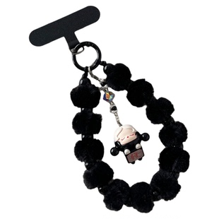 正版sp萌粒手机链绳泡泡玛特秋冬挂饰毛球串珠毛绒挂链手腕手链挂绳diy哭娃手工链条包包挂件潮牌礼物好看壳