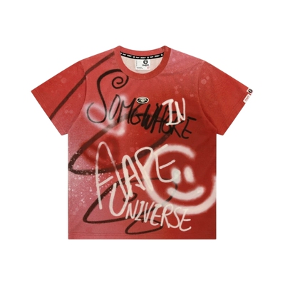 Aape喷墨涂鸦猿人印花嘻哈T恤