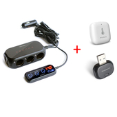 Rhundo汽车一拖三点烟器多功能车载充电器转换USB插头一拖二插座