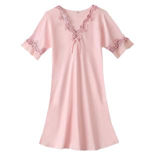 冰丝睡衣女夏带胸垫新款睡裙薄款宽松大码冰丝短袖丝绸家居服