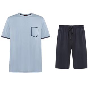爱慕先生睡眠家居服套装男士凉感圆领套头短袖+短裤睡衣NS43J711