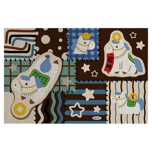 复古拼布马年入户地垫丝圈防滑耐脏脚垫进门玄关大门口地毯可裁剪