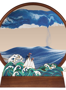 乘风破浪流沙画摆件高级感