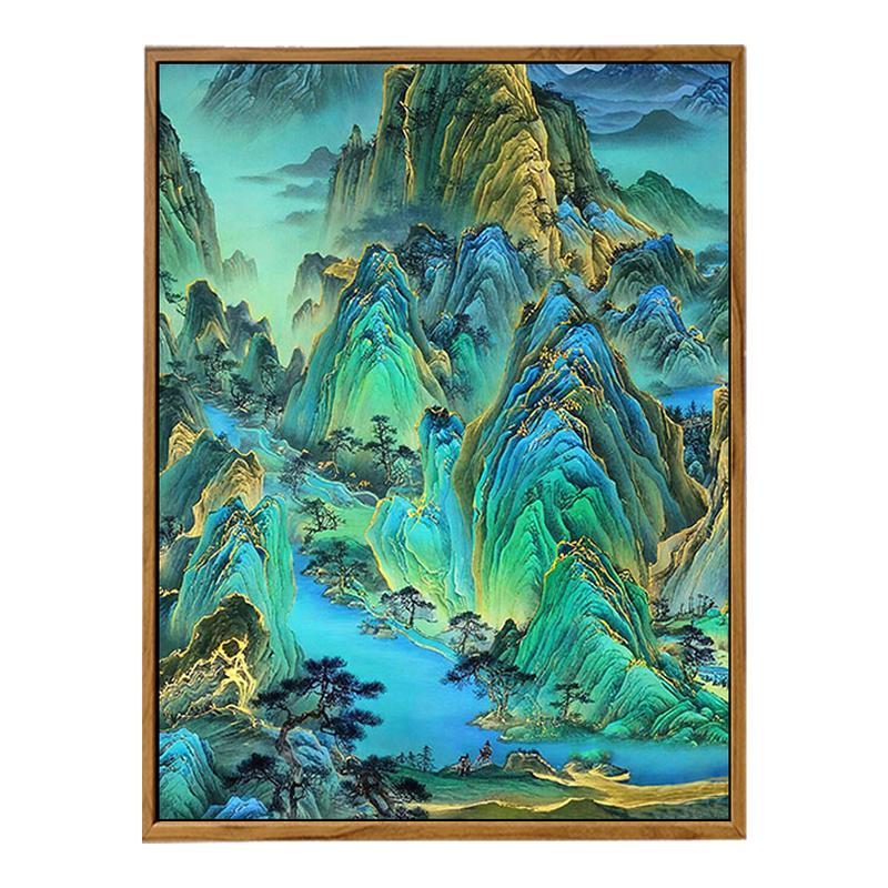 中国风千里江山图风景数字油画
