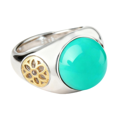 S925银戒指空托镶嵌琥珀戒托