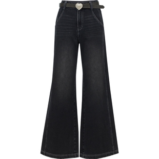 ONLY2026春季新款前移侧线约克线剪裁自然腰宽松微喇纯棉牛仔裤女