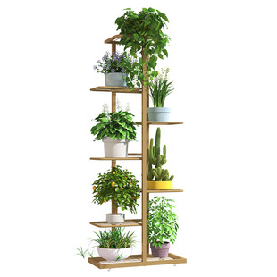 花架子室内家用阳台落地轮式置物架铁艺客厅花盆多层挂架花架绿萝