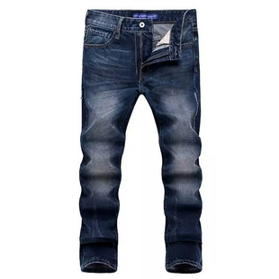 国潮复古水洗牛仔裤男款秋冬港风宽松直筒陈冠希加绒加厚休闲裤子