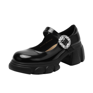 哈森/HARSON【爵士乐福】秋新款厚底玛丽珍鞋增高一字带单鞋女