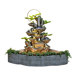 庭院生态鱼池高山流水中式鱼缸景观落地摆件招财风水轮户外装饰品