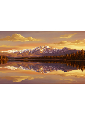 日照金山客厅沙发背景墙装饰画现代简约雪山风景挂画卧室风景画