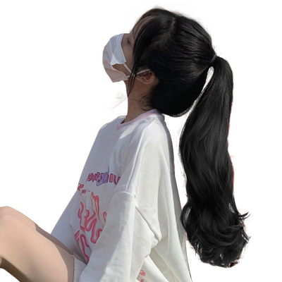 马尾假发女长发高马尾抓夹自然轻盈网红挑染大波浪卷发微卷中长发