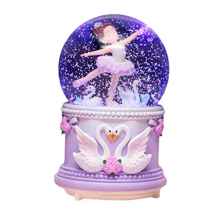 梦幻芭蕾女孩水晶球八音盒可爱旋转飘雪音乐盒摆件儿童女生日礼物