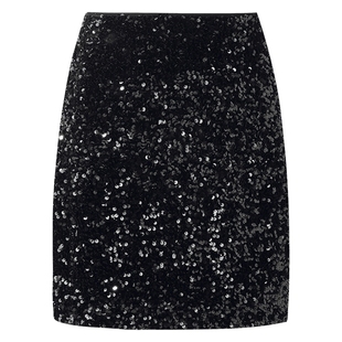 歌莉娅半身裙女秋冬新款绣珠片丝绒短裙小A包臀裙子1CNR2C100